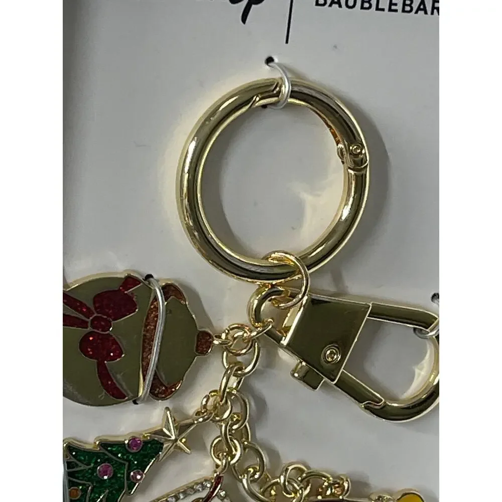 Disney BaubleBar Winnie the Pooh Christmas Holiday Keychain Bag Charm NEW Gold